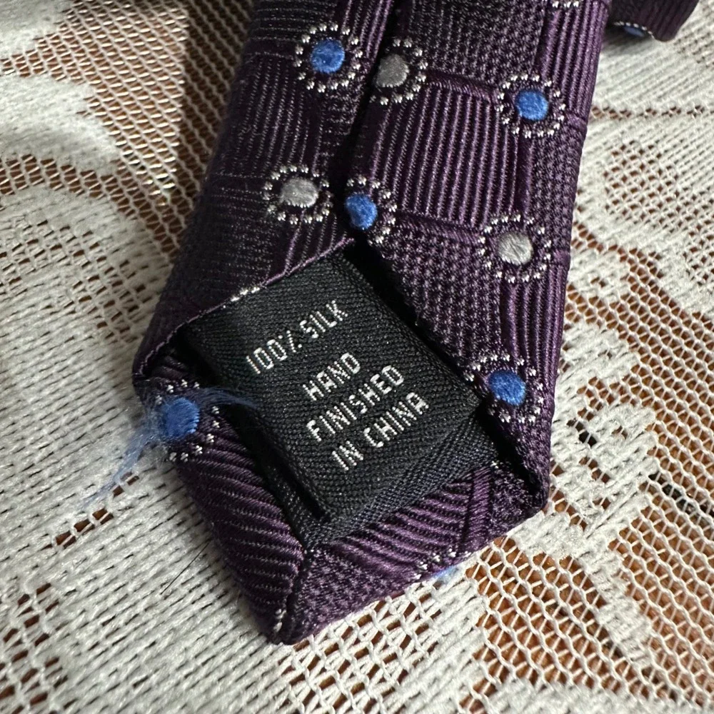 Jos. A. Bank Necktie Mens OS Purple‎ Silk Executive Collection Geometric